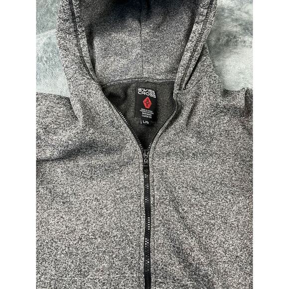 Swiss Cross men’s large gray zip up hoodie sweatshirt fleece lined pockets exc - Picture 3 of 12